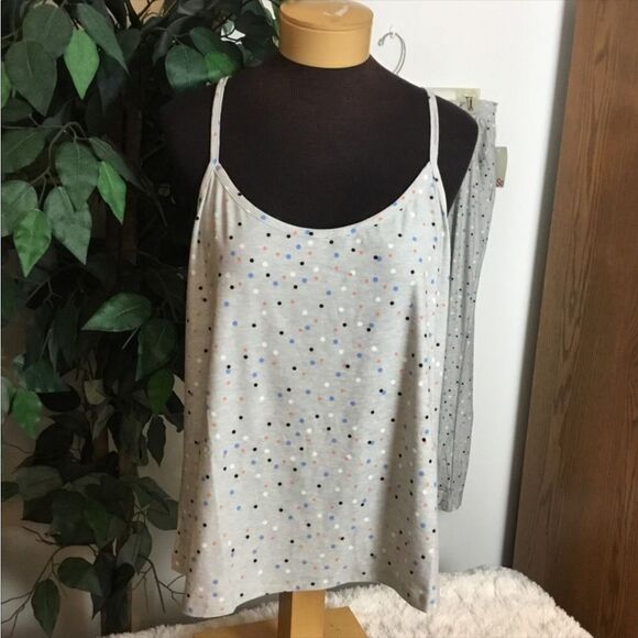 SO NWT jrs plus pajama set gray with colorful dots/cami and cropped pants set 2X - Picture 11 of 14